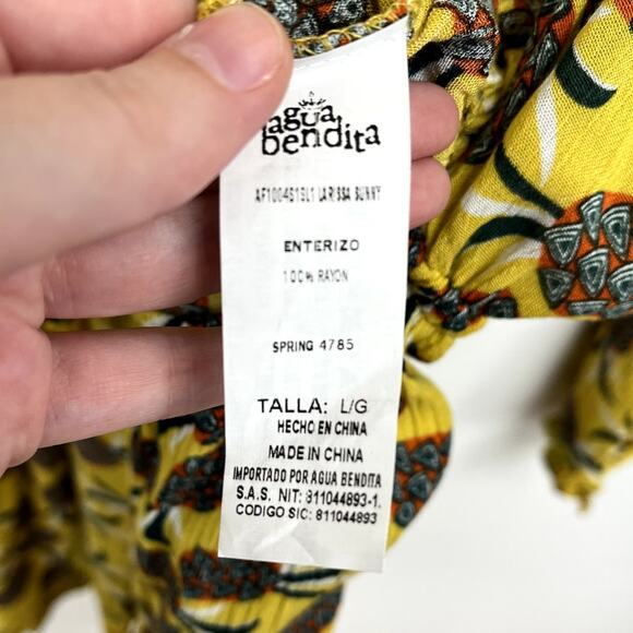 Agua Bendita Larissa Sunny Spring Romper Tropical Resort Swim Cover-Up - Large - Picture 12 of 16